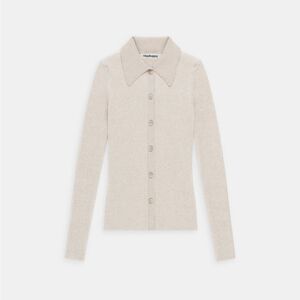 Madhappy Oatmeal Ribbed Knit Collared Long Sleeve Cardigan Sweater Size Small